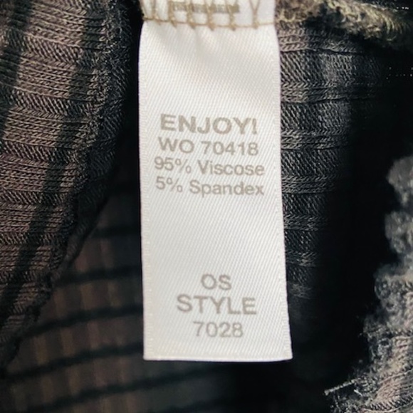 MICHAEL STARS Gray Striped Ribbed Mock Neck Top OS - Picture 5 of 5